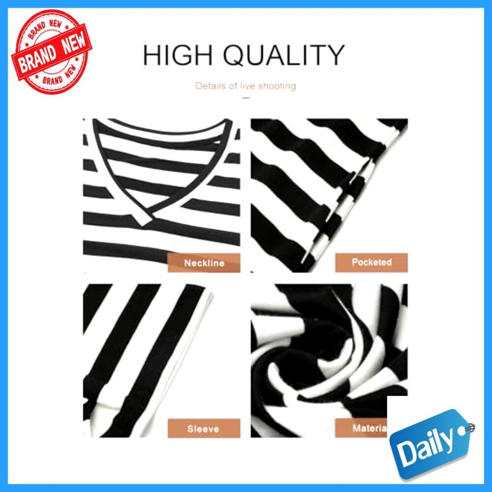 Striped Maxi Dress Casual Summer Split Side T-Shirt Style Trendy View 5